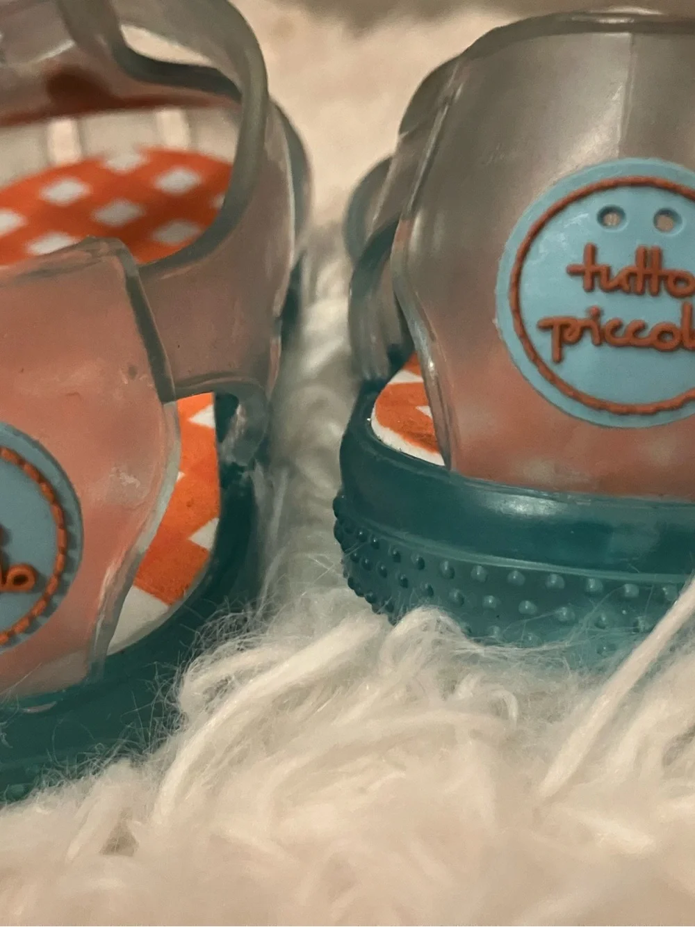 Tutto Piccolo Kids Clear Jelly Sandals with Starfish Accent - Pink/Orange